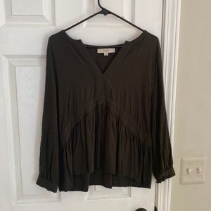 Loft flowy army green long sleeved blouse